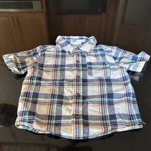 Crazy 8 Blue and White Plaid Button Down Shirt